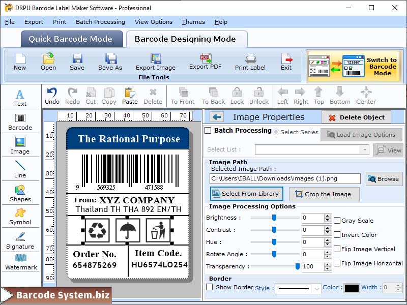Generate Barcode Label Program screenshot