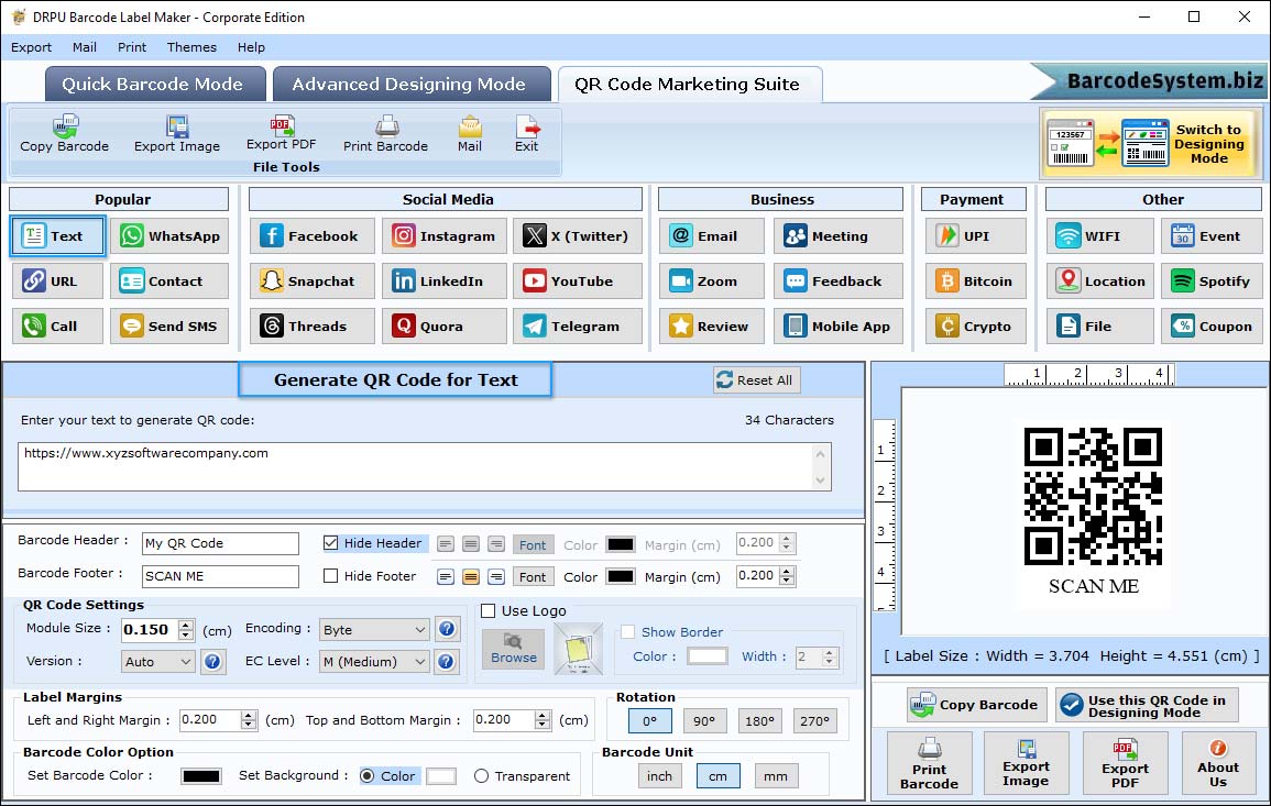 Generate QR code 